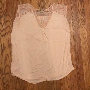 Women’s Peach Tank with Sheer Shoulder Detail Sz M
